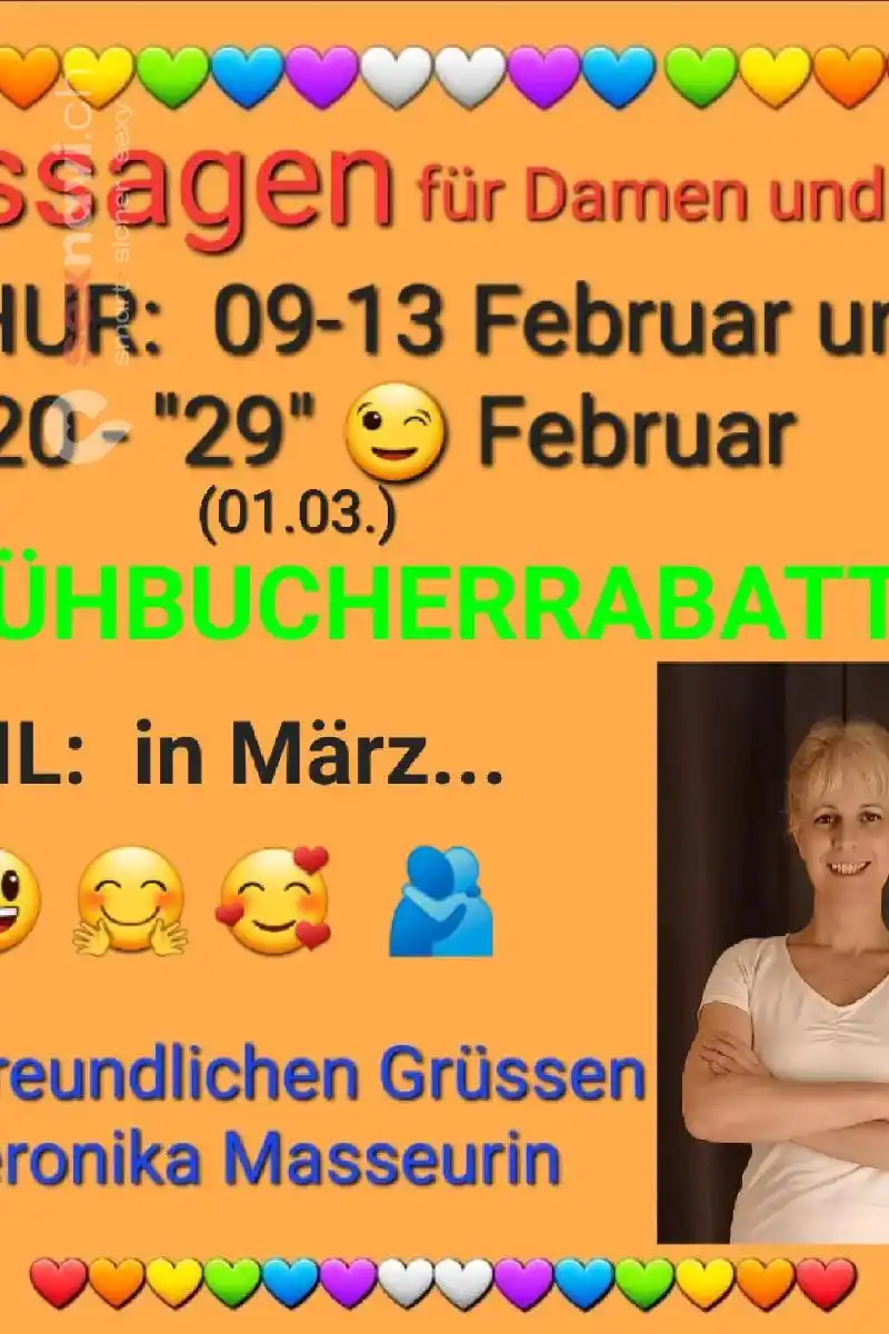 Veronika Masseurin Erotische Entspannungmassage St.Gallen, Liechtenstein, Graub&uuml;nden, Chur, Schweiz